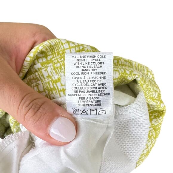 Marla Wynne PETITE Flatter Fit Olive Green Print Stretch Pull On Ankle Pants - Picture 9 of 9